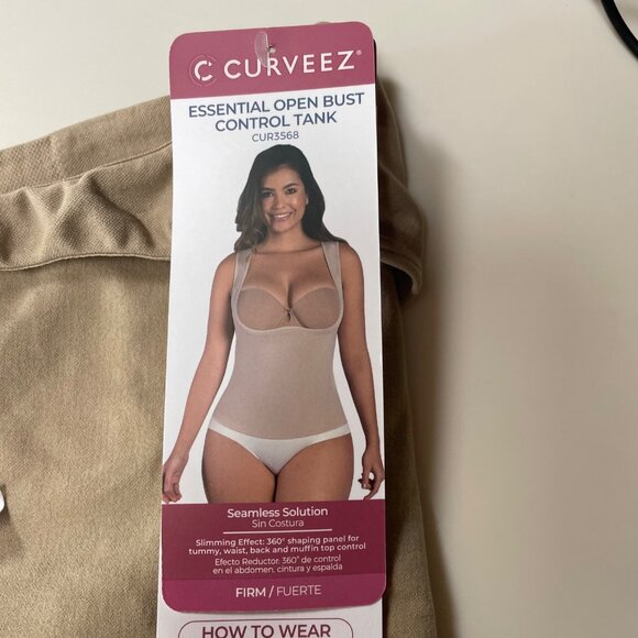 Curveez® Essential Open Bust Control Tank Shapewear Nude Tan Sz XL  CUR3568 - Picture 7 of 9